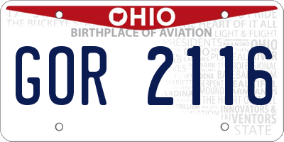 OH license plate GOR2116