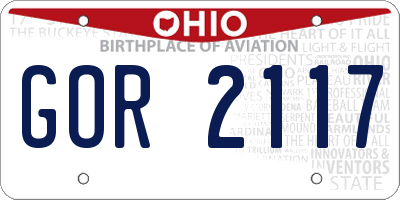 OH license plate GOR2117