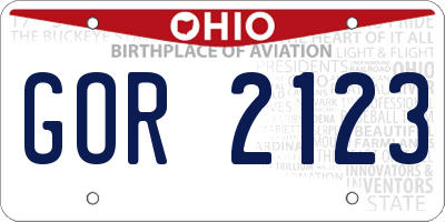 OH license plate GOR2123