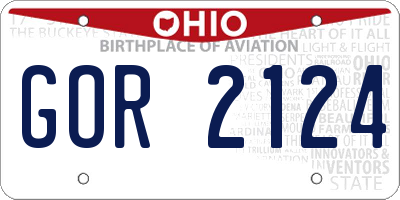 OH license plate GOR2124