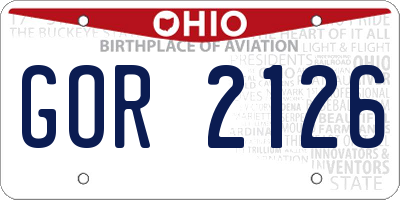 OH license plate GOR2126