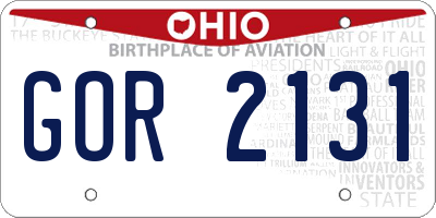 OH license plate GOR2131