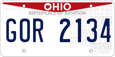 OH license plate GOR2134