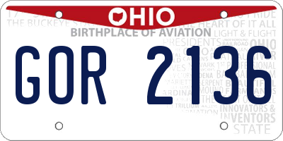 OH license plate GOR2136