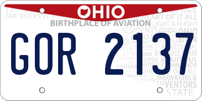 OH license plate GOR2137