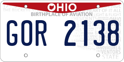 OH license plate GOR2138