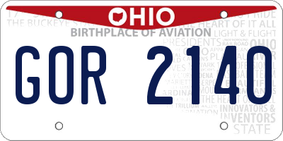 OH license plate GOR2140