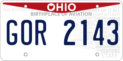 OH license plate GOR2143