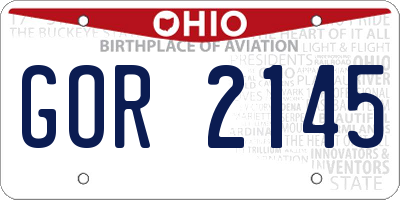 OH license plate GOR2145