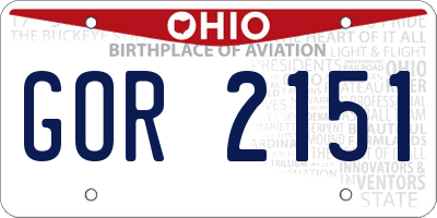 OH license plate GOR2151