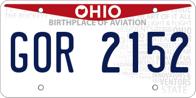 OH license plate GOR2152