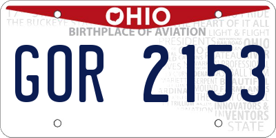 OH license plate GOR2153