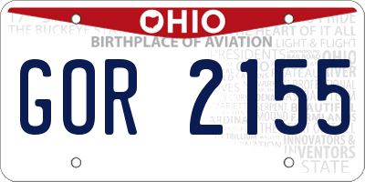 OH license plate GOR2155