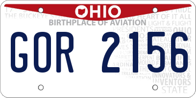 OH license plate GOR2156