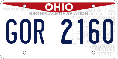 OH license plate GOR2160
