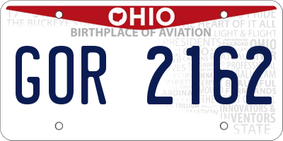 OH license plate GOR2162