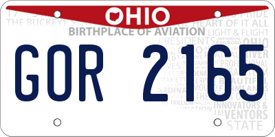 OH license plate GOR2165