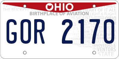 OH license plate GOR2170