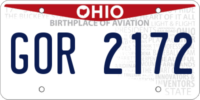 OH license plate GOR2172