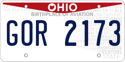 OH license plate GOR2173