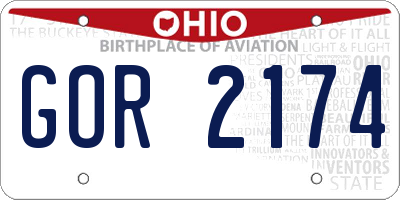 OH license plate GOR2174