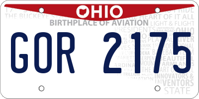 OH license plate GOR2175