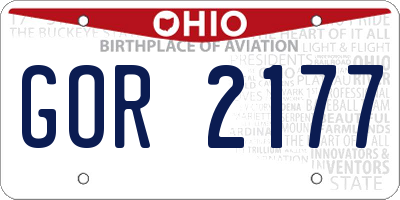 OH license plate GOR2177