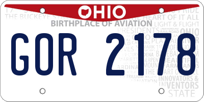 OH license plate GOR2178