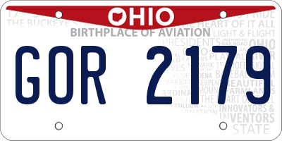 OH license plate GOR2179