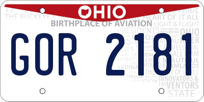 OH license plate GOR2181