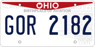 OH license plate GOR2182