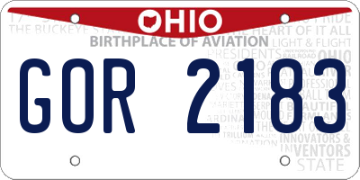 OH license plate GOR2183