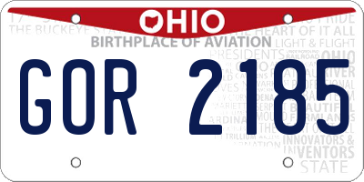OH license plate GOR2185
