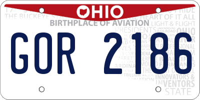 OH license plate GOR2186