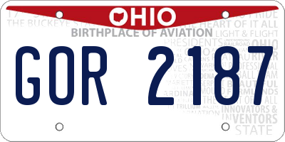 OH license plate GOR2187