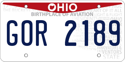 OH license plate GOR2189