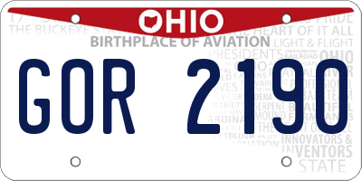 OH license plate GOR2190
