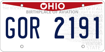 OH license plate GOR2191