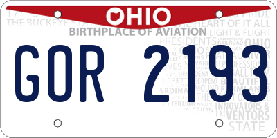 OH license plate GOR2193
