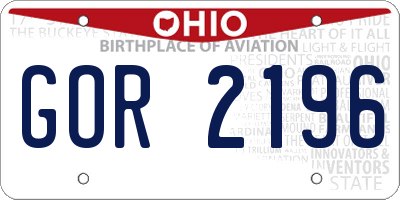 OH license plate GOR2196