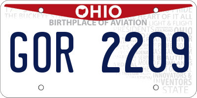 OH license plate GOR2209