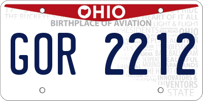 OH license plate GOR2212