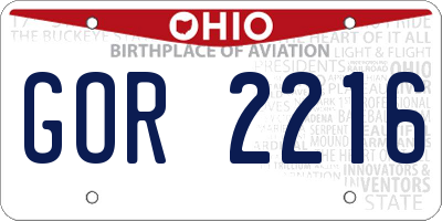 OH license plate GOR2216