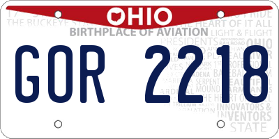 OH license plate GOR2218