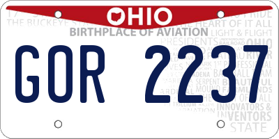 OH license plate GOR2237