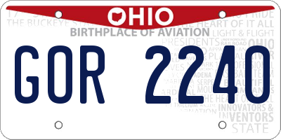 OH license plate GOR2240
