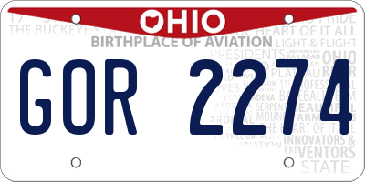 OH license plate GOR2274