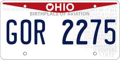 OH license plate GOR2275