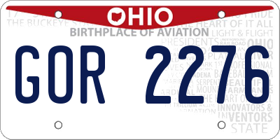 OH license plate GOR2276