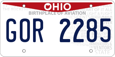 OH license plate GOR2285